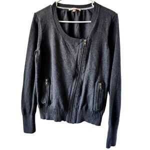 Victoria Secret Large Gray Full Zip Jacket Sweater Off Center Cardigan